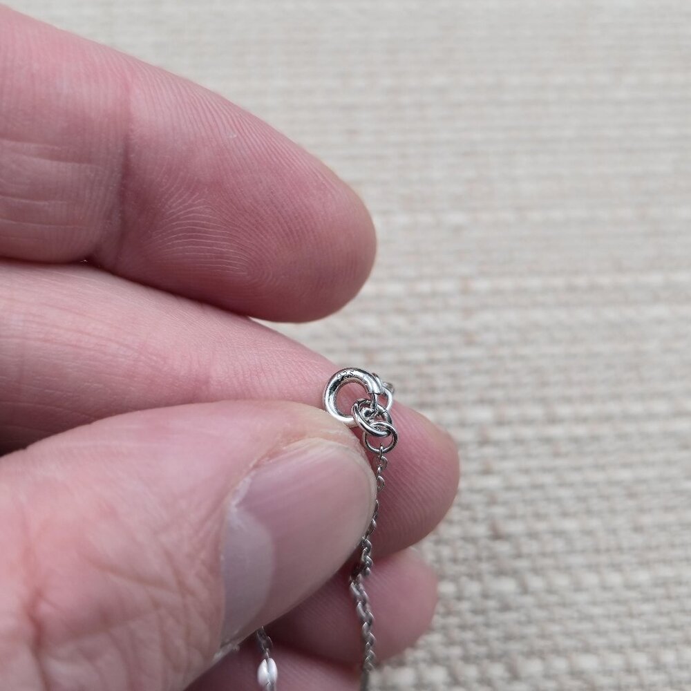 16+2 Inch Sterling Silver Small Heart Cubic Zirconia Necklace A6403 - Picture 6 of 8